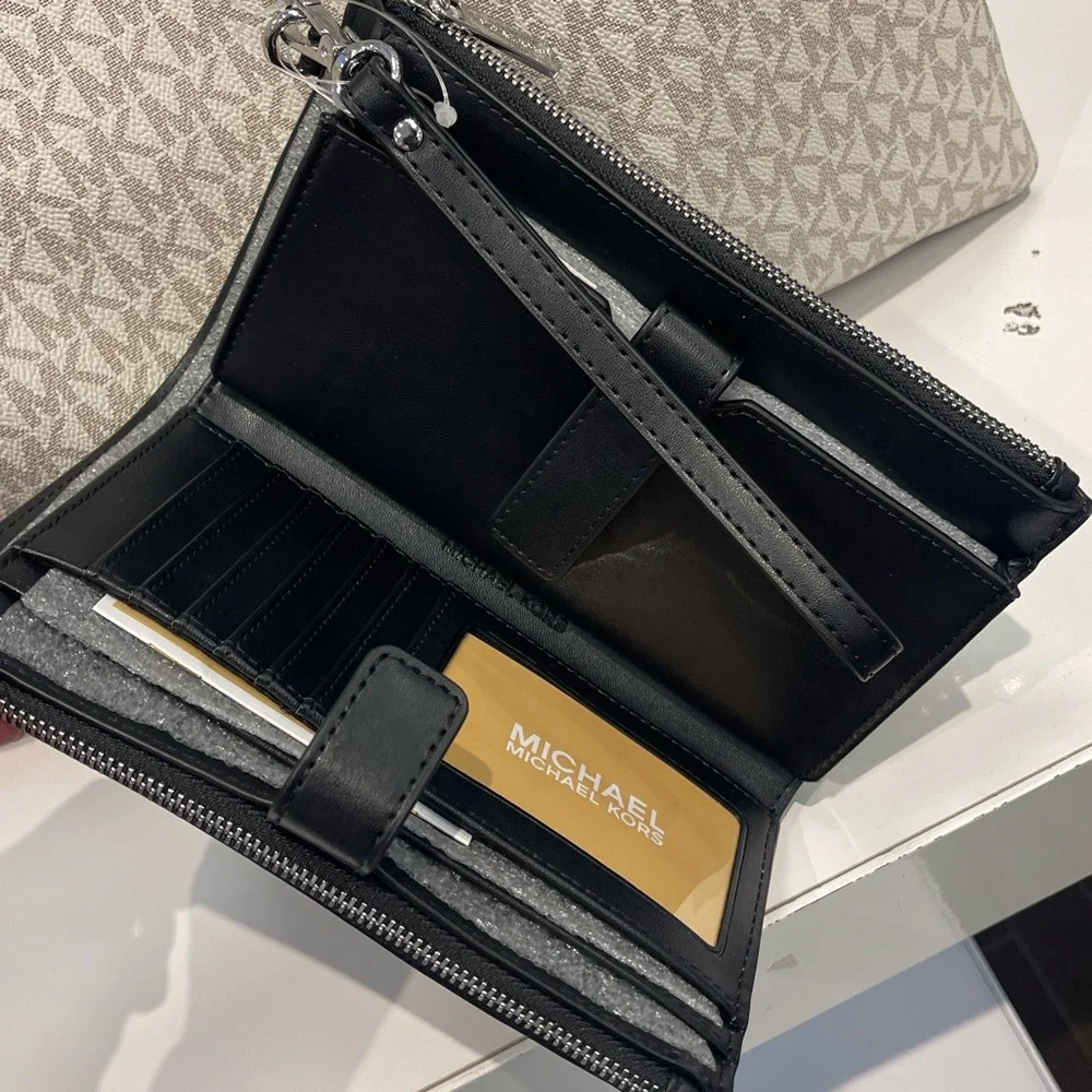 MICHAEL KORS Jet Set Lg Ombré Signature Logo Double Zip Wristlet Phone Hd Wallet